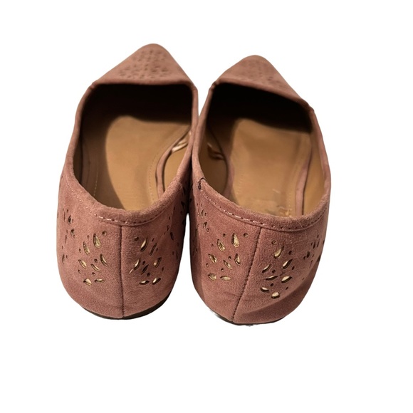 Report Emma Mauve Suede Open Cutwork Slip Ons Pointed Toe Flat Shoes Size 11 - Picture 4 of 7